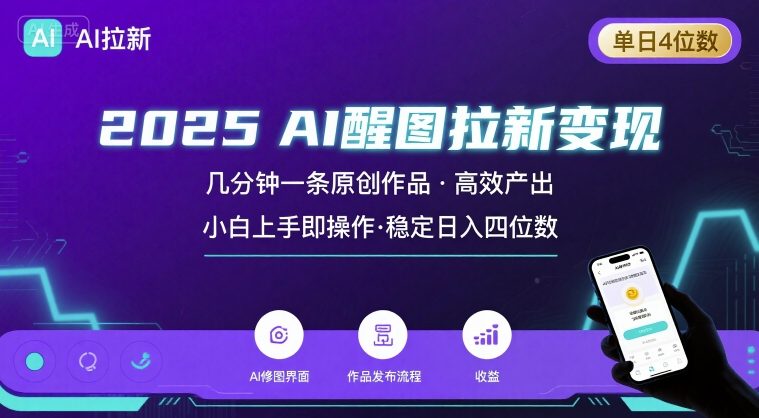 2025最强AI醒图拉新，几分钟一条原创作品，单日收入4位数，小白也能上手操作-zhichuangquan