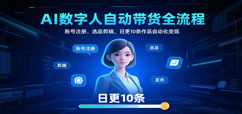 AI数字人自动带货全流程：账号注册、选品剪辑，日更10条作品自动化变现-zhichuangquan