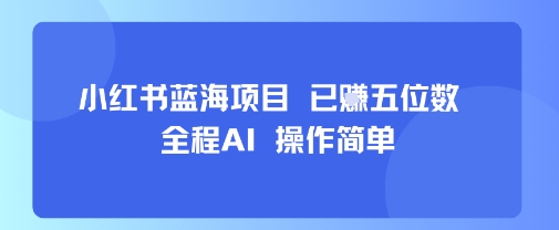 小红书蓝海项目，全程AI，操作简单，已挣五位数-zhichuangquan