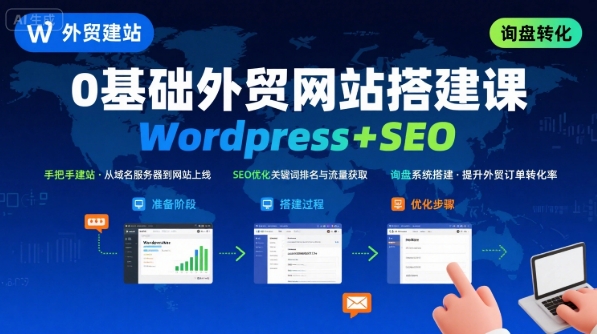 WordPress外贸建站+SEO优化课程，手把手教你从0到1搭建可获得询盘的外贸网站-zhichuangquan