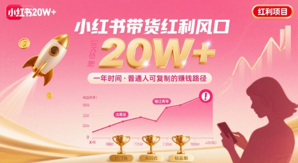 一年时间靠小红书带货项目年入20w+，最不能错的大红利项目-zhichuangquan