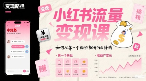 小红书流量变现课，如何从第一个粉丝就开始挣钱-zhichuangquan