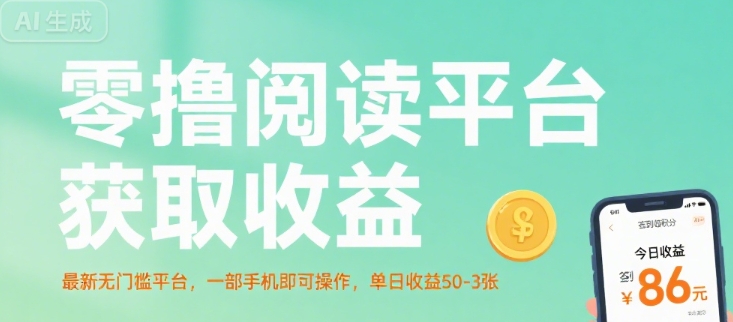 零撸阅读平台获取收益，最新无门槛平台，一部手机即可操作，单日收益50-3张【揭秘】-zhichuangquan