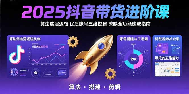 2025抖音带货进阶课：算法底层逻辑,优质账号五维搭建,剪映全功能速成指南-zhichuangquan