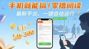 手机就能搞！零撸阅读挂G，最新平台，一键自动运行，随时随地挣，单日50-3张+【揭秘】-zhichuangquan