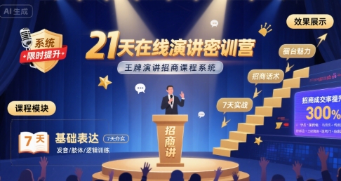 21天在线演讲密训营，王牌演讲招商课程系统-zhichuangquan
