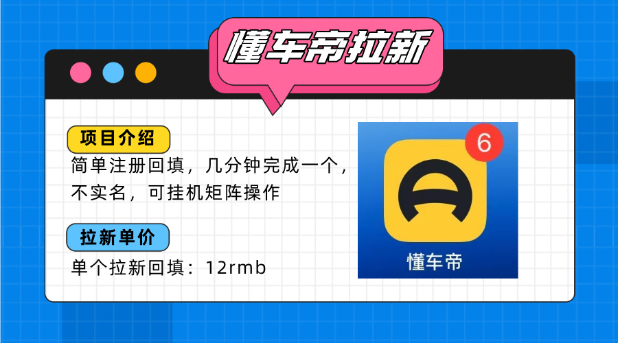 懂车帝邪修拉新玩法，简单注册回填，不sm，单个拉新12rmb，轻松日入200+-zhichuangquan