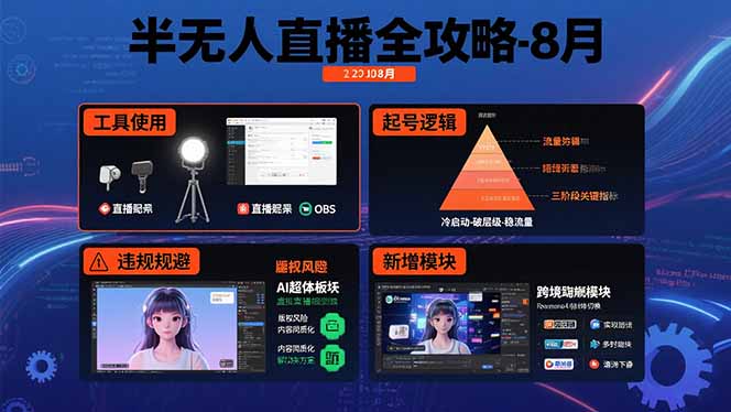 半无人直播全攻略-8月：工具使用+起号逻辑+违规规避,新增AI超体与跨境模块-zhichuangquan