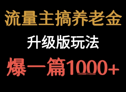 流量主之养老金升级版玩法  爆一篇收益1k+-zhichuangquan