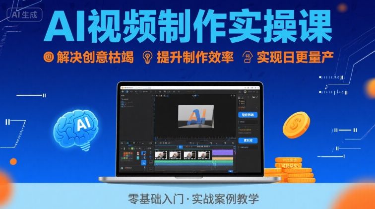 Ai视频制作实操课，解决创意枯竭、效率低下痛点，实现日更量产可持续变现-zhichuangquan