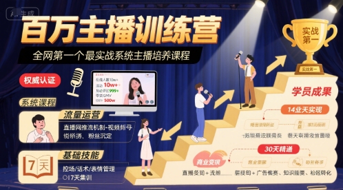百万主播训练营，全网第一个最实战系统主播培养课程-zhichuangquan