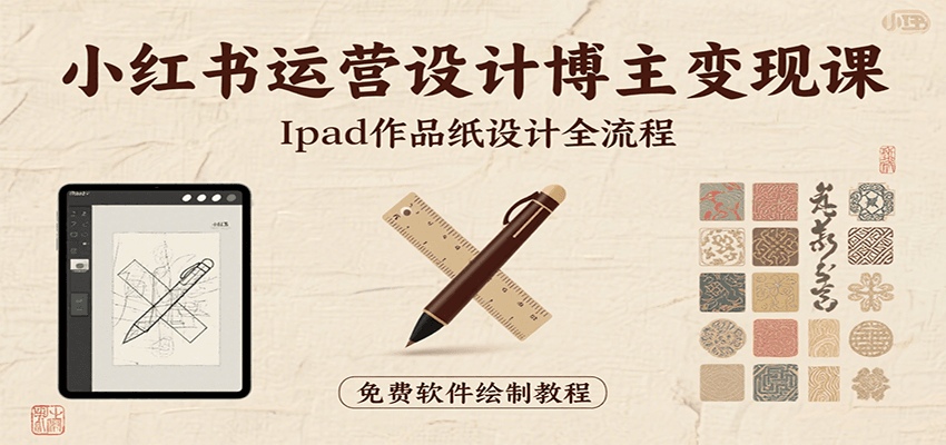 小红书运营设计博主变现课：iPad 上手作品纸设计，含全流程及细节技巧，避坑少绕路-zhichuangquan