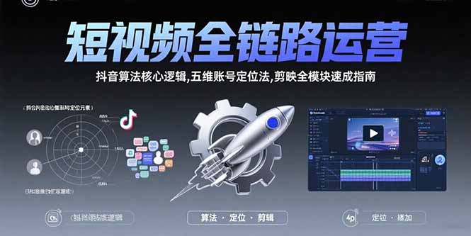 短视频全链路运营：抖音算法核心逻辑,五维账号定位法,剪映全模块速成指南-zhichuangquan