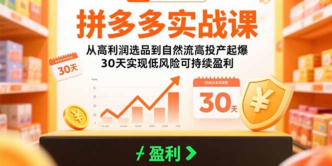 拼多多实战课：从高利润选品到自然流高投产起爆 30天实现低风险可持续盈利-zhichuangquan