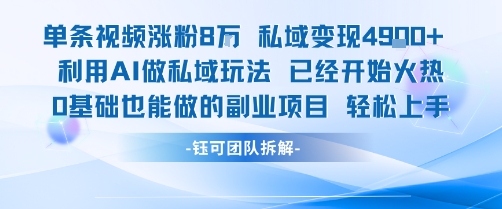 单条视频私域变现4.9k+利用AI做私域玩法 已经开始火热0基础也能做的副业项目轻松上手-zhichuangquan