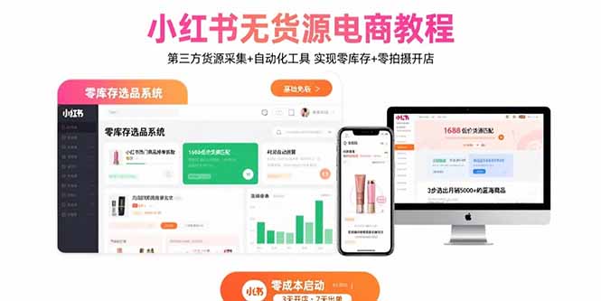 小红书无货源电商教程：第三方货源采集+自动化工具 实现零库存+零拍摄开店-zhichuangquan