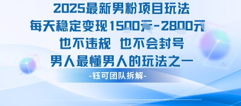 2025最新男粉项目玩法每天变现1k+也不违规也不会封号男人最懂男人的玩法-zhichuangquan