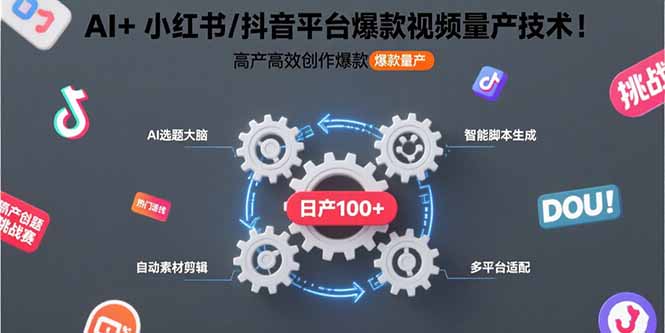 AI+小红书/抖音平台爆款视频量产技术：高产高效创作爆款视频！-zhichuangquan