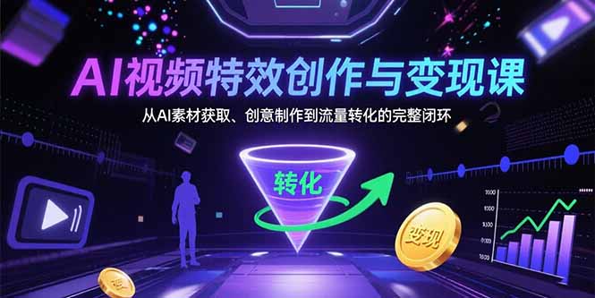 AI视频特效创作与变现课：从AI素材获取、创意制作到流量转化的完整闭环-zhichuangquan
