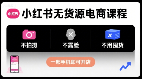 小红书无货源电商课程，不拍摄不露脸不用囤货，一部手机即可开店-zhichuangquan