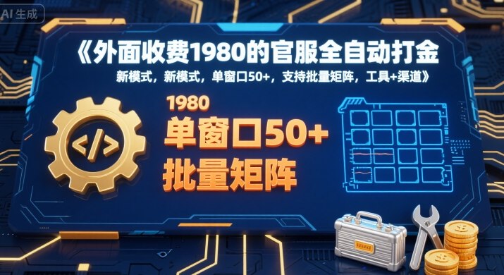 外面收费1980的官服全自动打金，新模式，单窗口50+，支持批量矩阵，工具+渠道【揭秘】-zhichuangquan