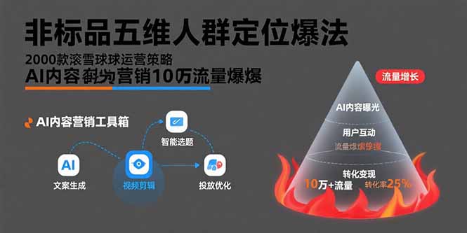 非标品五维人群定位法，2000款滚雪球运营策略，AI内容营销10万流量引爆-zhichuangquan