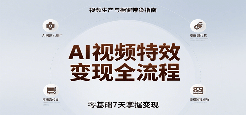 AI视频特效变现全流程，零基础7天掌握视频生产到橱窗带货变现-zhichuangquan