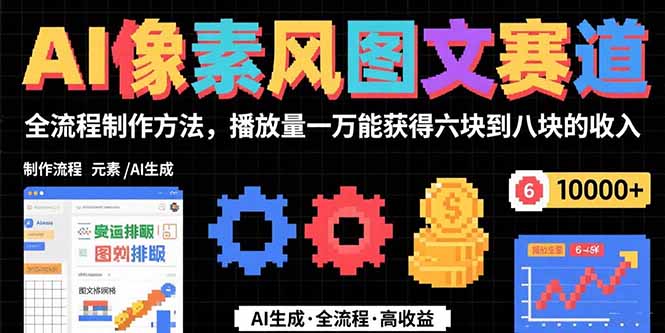 AI像素风图文赛道：全流程制作方法，播放量一万能获得6块到8块的收入-zhichuangquan
