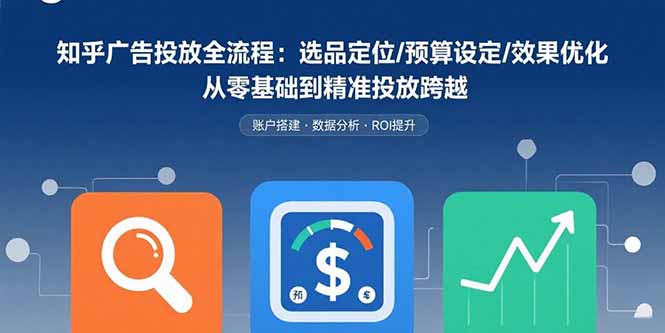 知乎广告投放全流程：选品定位/预算设定/效果优化 从零基础到精准投放跨越-zhichuangquan