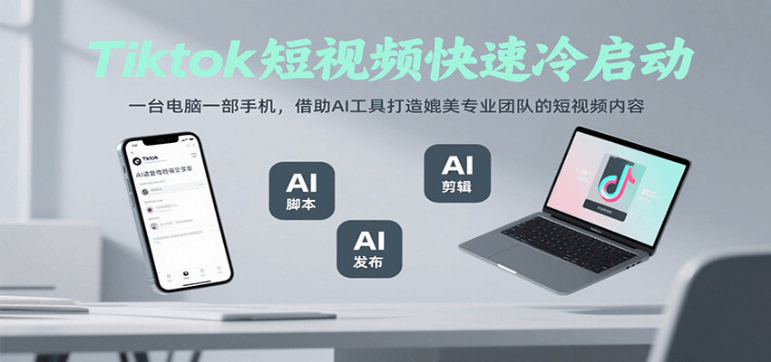 Tiktok短视频快速冷启动，一台电脑一部手机，借助AI工具打造媲美专业团队的短视频内容-zhichuangquan
