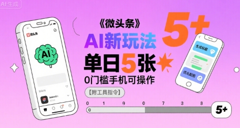 微头条AI新玩法，小白单日5张+，0门槛手机可操作【附工具指令】-zhichuangquan