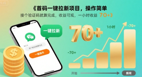 首码一键拉新项目，操作简单，接个验证码就算完成，收益可观， 一小时收益70+【揭秘】-zhichuangquan