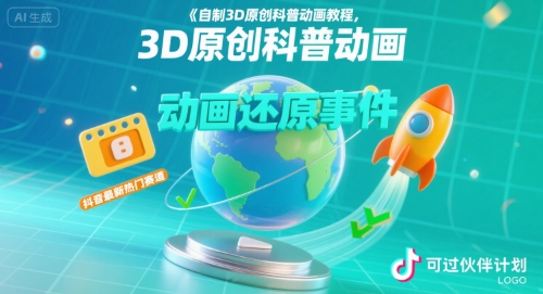 自制3D原创科普动画教程，动画还原事件，抖音最新热门赛道，可过伙伴计划-zhichuangquan