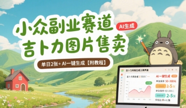 小众副业赛道 吉卜力图片售卖 单日2张+ AI一键生成【附教程】-zhichuangquan
