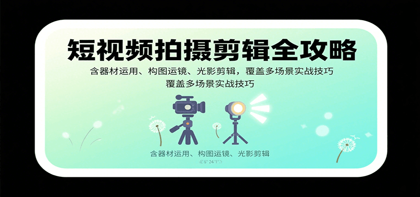 短视频拍摄剪辑全攻略：含器材运用、构图运镜、光影剪辑，覆盖多场景实战技巧-zhichuangquan