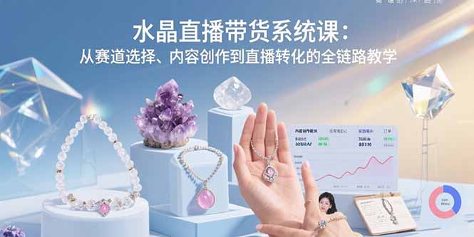 水晶直播带货系统课：从赛道选择、内容创作到直播转化的全链路教学-zhichuangquan