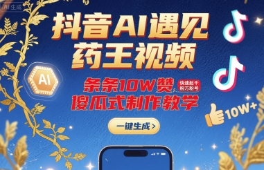 抖音AI遇见药王视频，条条10W赞，快速起千粉万粉号，傻瓜式制作教学-zhichuangquan