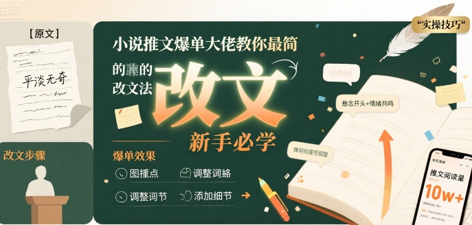 小说推文爆单大佬教你最简单的改文方法实操课，新手必学-zhichuangquan