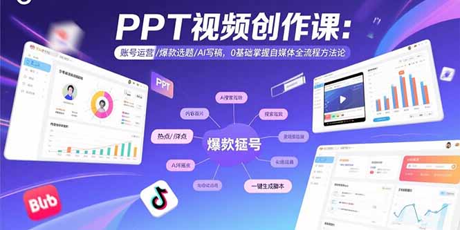 PPT视频创作课：账号运营/爆款选题/AI写稿，0基础掌握自媒体全流程方法论-zhichuangquan