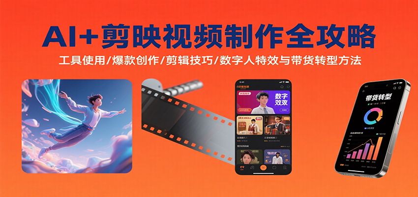 AI+剪映视频制作全攻略：工具使用/爆款创作/剪辑技巧/数字人特效与带货转型方法-zhichuangquan
