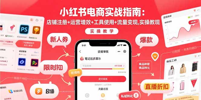 小红书电商实战指南：店铺注册+运营增效+工具使用+流量变现，实操教学-zhichuangquan
