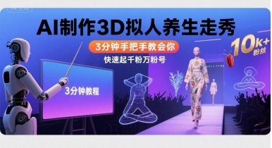 Ai制作3D拟人养生走秀，3分钟手把手教会你，快速起千粉万粉号-zhichuangquan