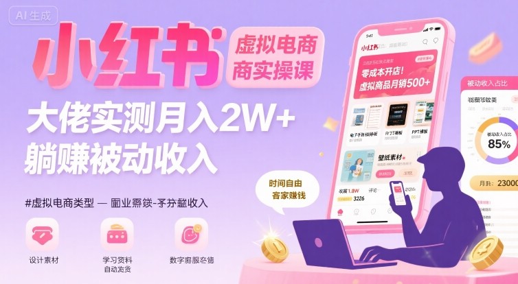 小红书虚拟电商，大佬实测月入2W+，实现被动收入-zhichuangquan