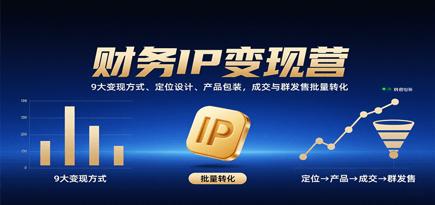 财务IP变现营：9大变现方式、定位设计、产品包装，成交与群发售批量转化-zhichuangquan