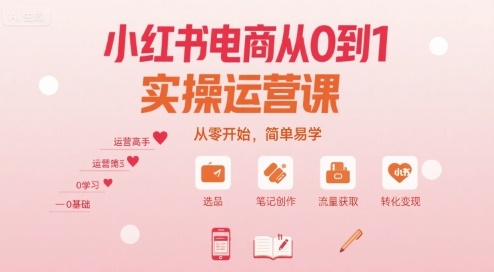 小红书电商从0到1实操运营课，从零开始，简单易学-zhichuangquan