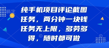 纯手机项目评论截图任务，两分钟一块钱 任务无上限多劳多得，随时随地都能做【揭秘】-zhichuangquan