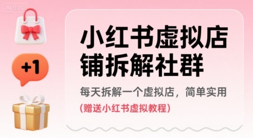 小红书虚拟店铺拆解社群，每天拆解一个虚拟店，简单实用(赠送小红书虚拟教程)-zhichuangquan