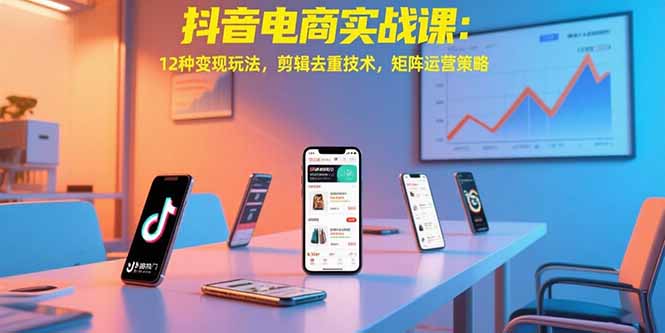 抖音电商实战课：12种变现玩法，剪辑去重技术，矩阵运营策略-zhichuangquan