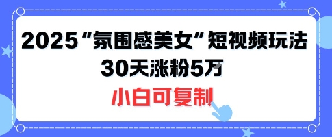 不露脸也能火！2025“氛围感美女”短视频玩法，30天涨粉5W小白可复制-zhichuangquan