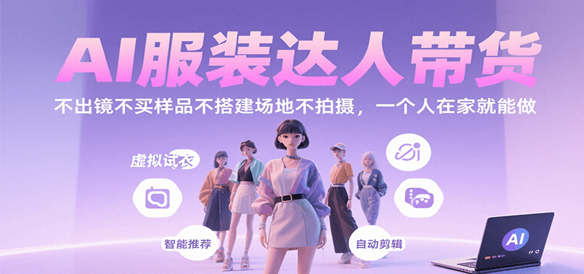 AI服装达人带货，不出镜不买样品不搭建场地不拍摄，一个人在家就能做-zhichuangquan